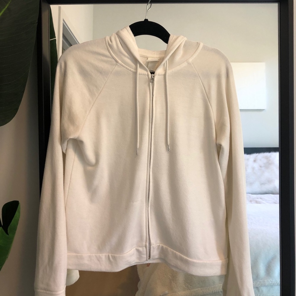 H&M WHITE ZIP UP HOODIE
